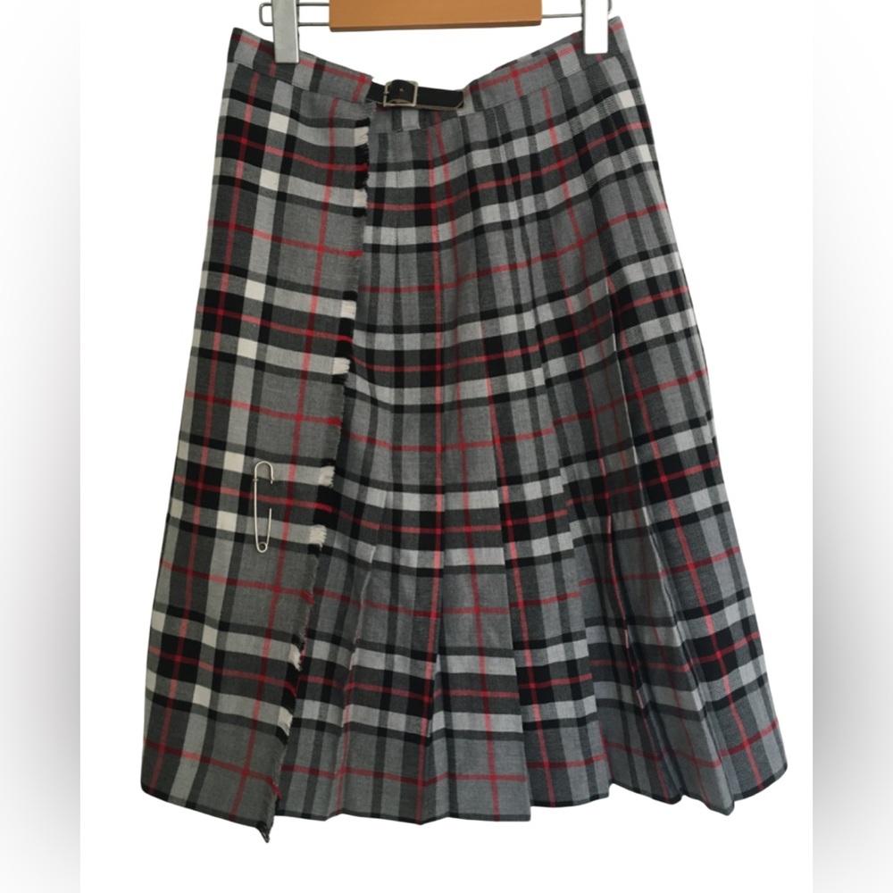 Vintage Plaid Pleated Skirt Kilt Academia A-line Grunge Punk Tartan Preppy XS